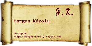 Hargas Károly névjegykártya